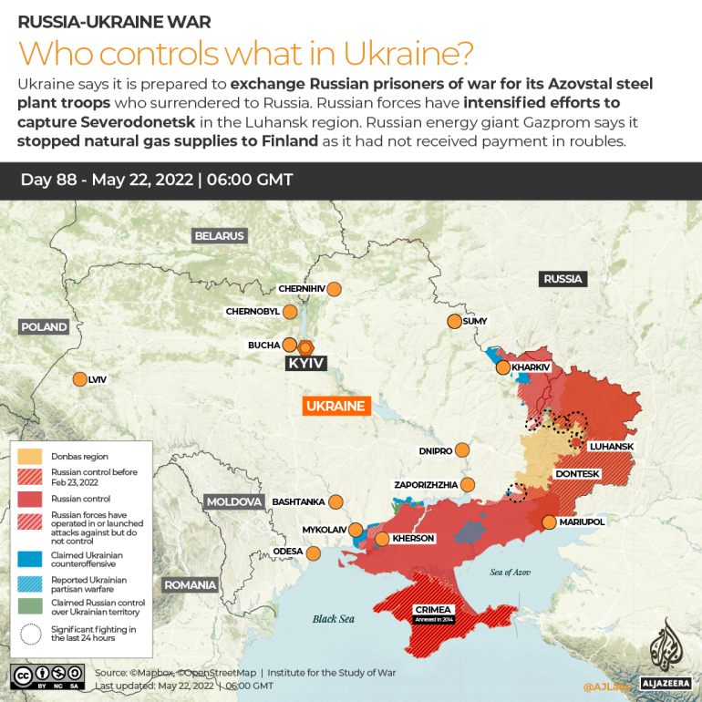 INTERACTIVE Russia Ukraine War Who controls what Day 88