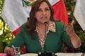 Peru's President Dina Boluarte speaks during a news conference