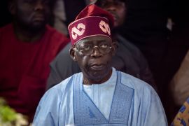 Bola Tinubu of the All Progressives Congress meets with supporters at the party&#39;s campaign headquarters in Abuja, Nigeria, after winning the presidential election on March 1, 2023 [Ben Curtis/AP]