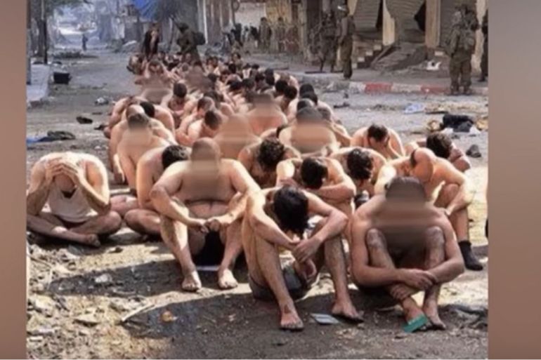 Palestinian men and boys stripped and detained by Israeli soldiers