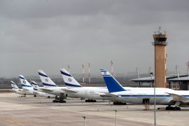 El Al Israel Airlines planes are seen on the tarmac at Ben Gurion International Airport near Tel Aviv, Israel in 2020 [File: Ronen Zvulun/Reuters]