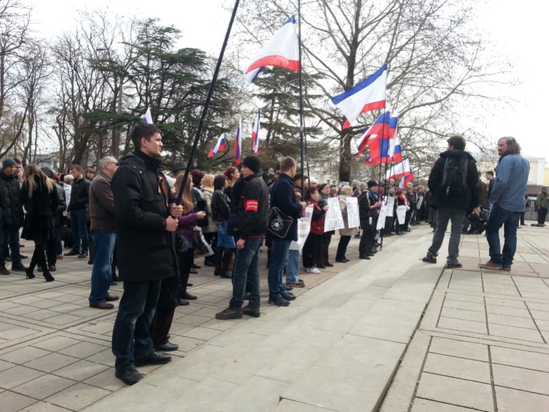 A pro-Russian rally in Sevastopol, Crimea, in March 2014-1708436122