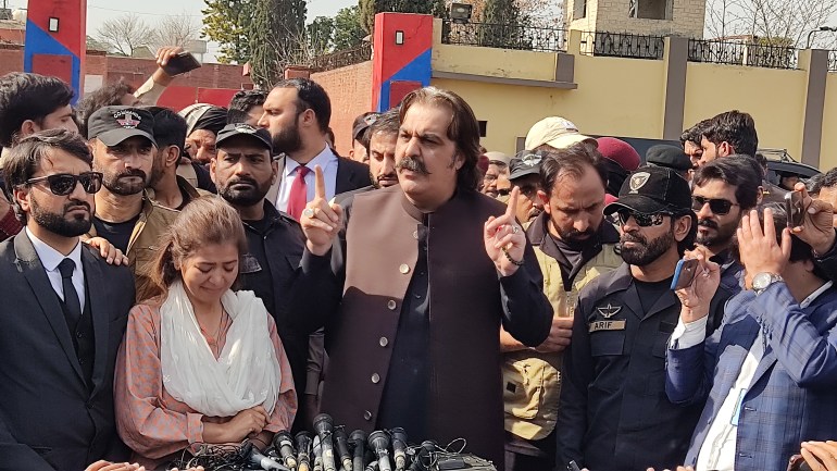 Ali Amin Gandapur, chief minister of Khyber Pakhtunkhwa has accused Pakistan's election commission of violating constitution. [Sohail Shahzad/EPA]