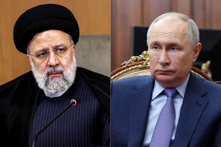 Iranian President Ebrahim Raisi and Russian President Vladimir Putin